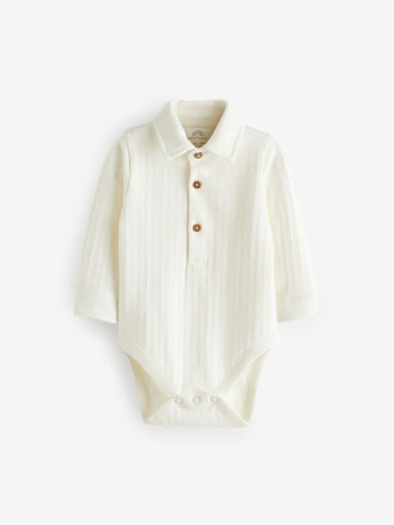White Textured Shirt Baby Bodysuit (0mths-3yrs)