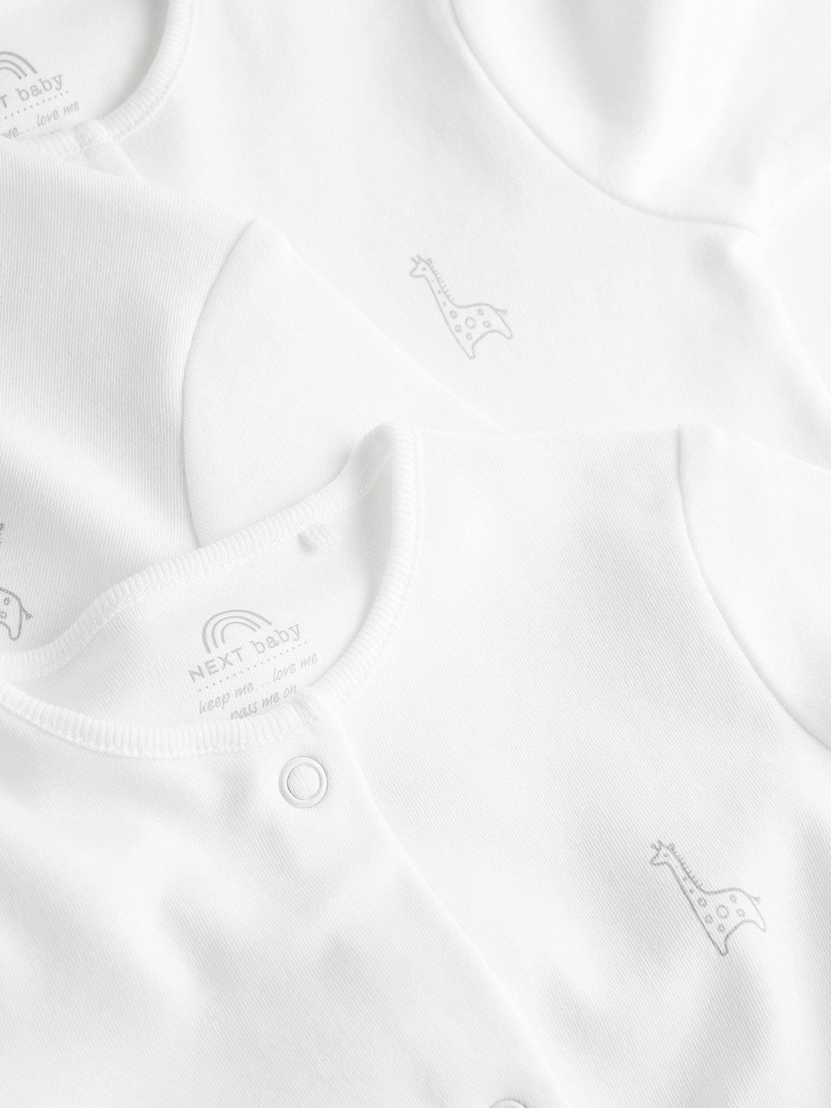 White 3 Pack 100% Cotton Baby Sleepsuits (0-18mths)