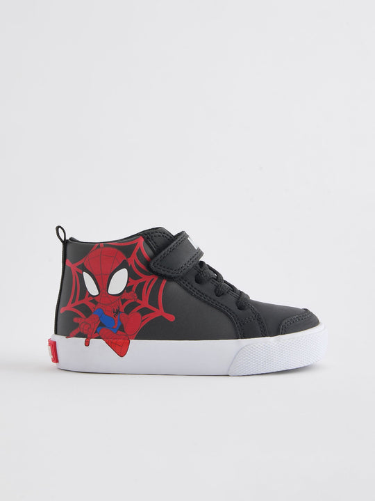 Black Standard Fit (F) Spidey and Friends Elastic Lace Touch Fastening Boots