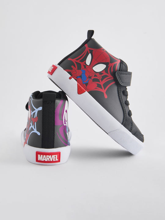 Black Standard Fit (F) Spidey and Friends Elastic Lace Touch Fastening Boots