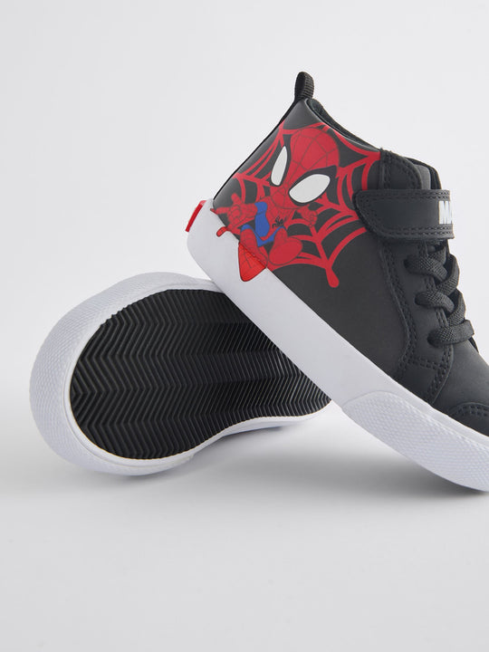 Black Standard Fit (F) Spidey and Friends Elastic Lace Touch Fastening Boots