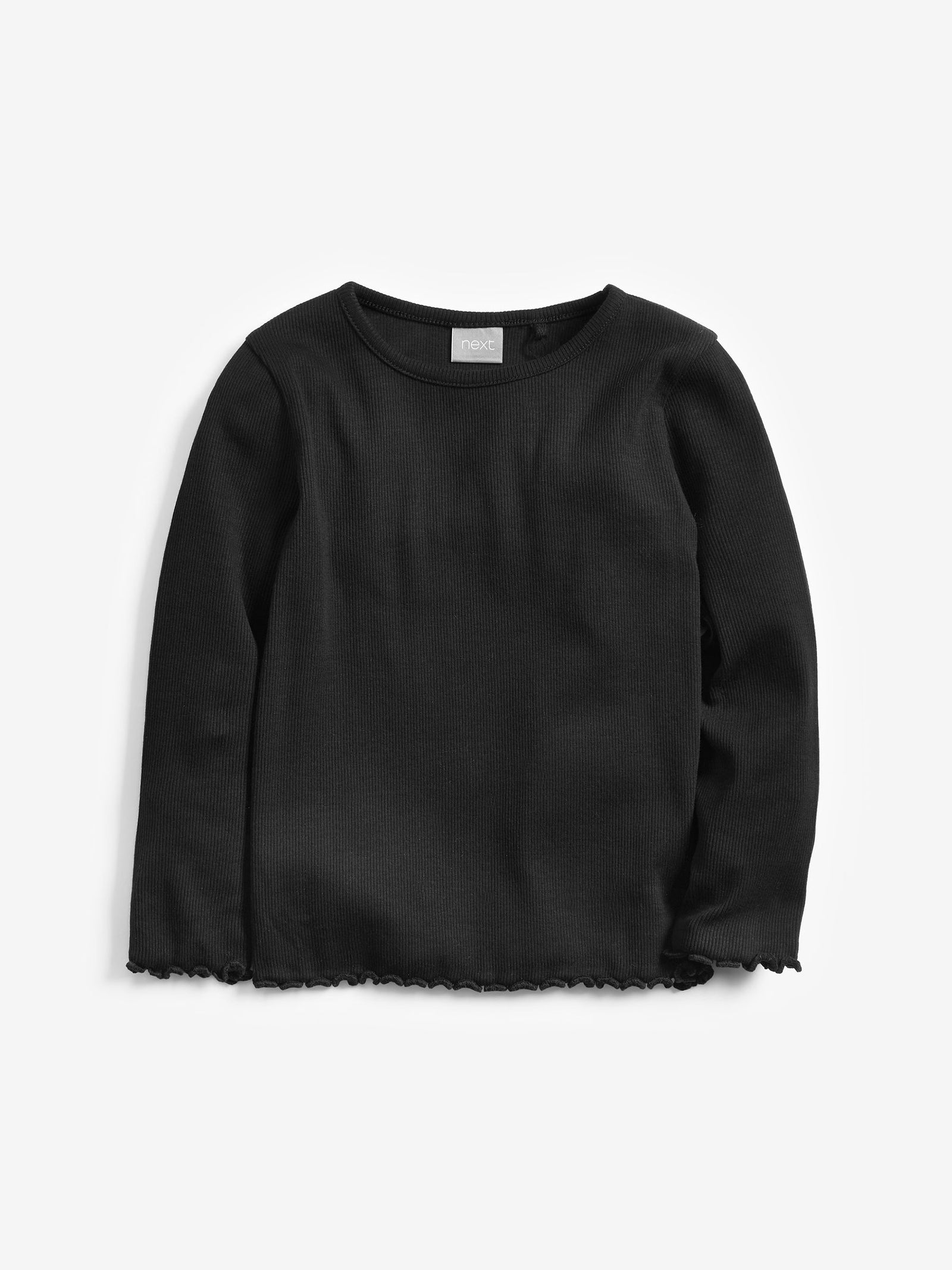 Black Cotton Rich Long Sleeve Rib T-Shirt