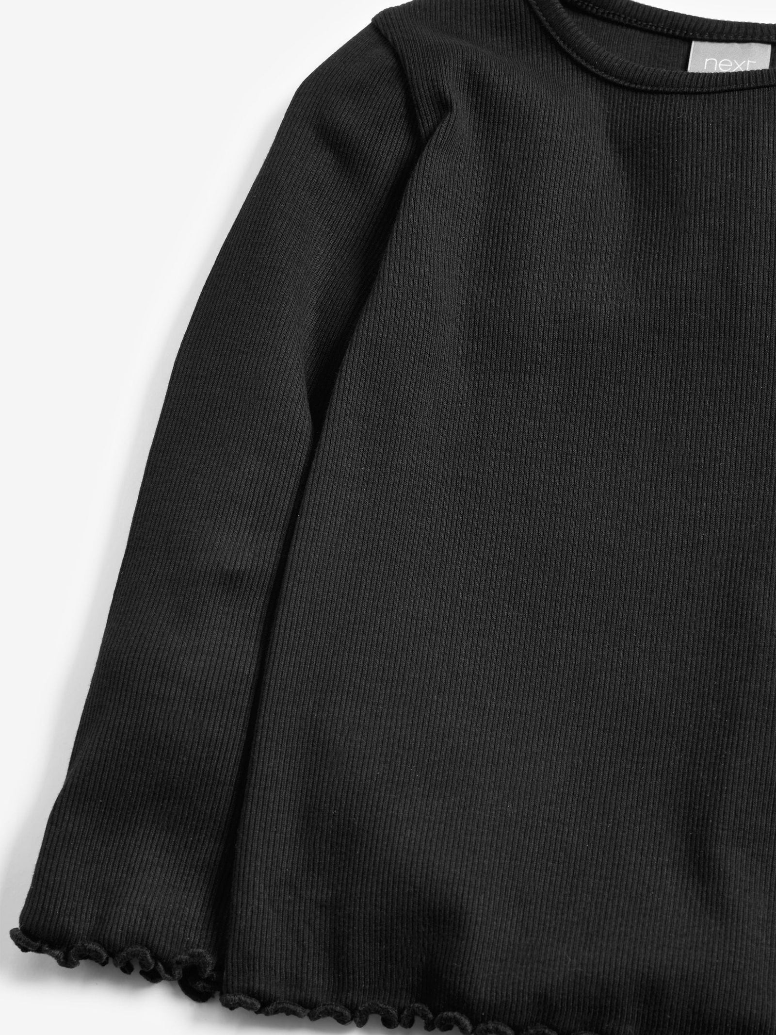 Black Cotton Rich Long Sleeve Rib T-Shirt (3mths-7yrs)