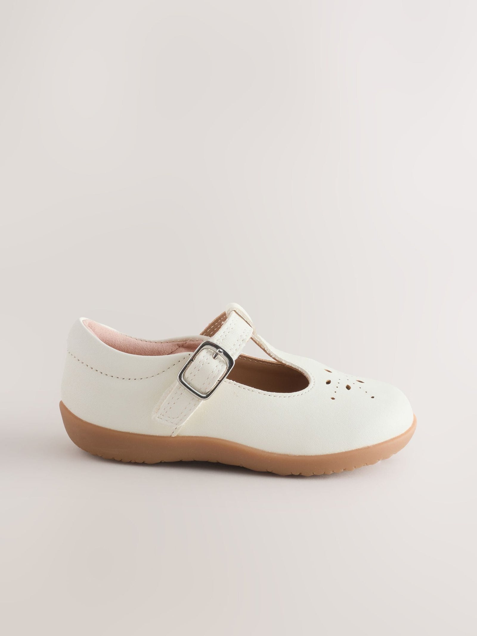 White Leather Standard Fit (F) First Walker T-Bar Touch Fastening Shoes