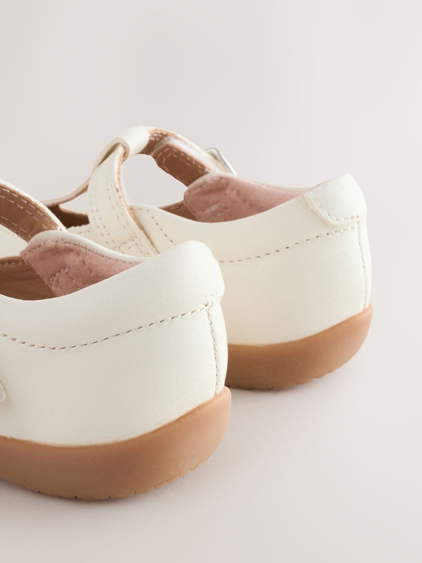White Leather Standard Fit (F) First Walker T-Bar Touch Fastening Shoes