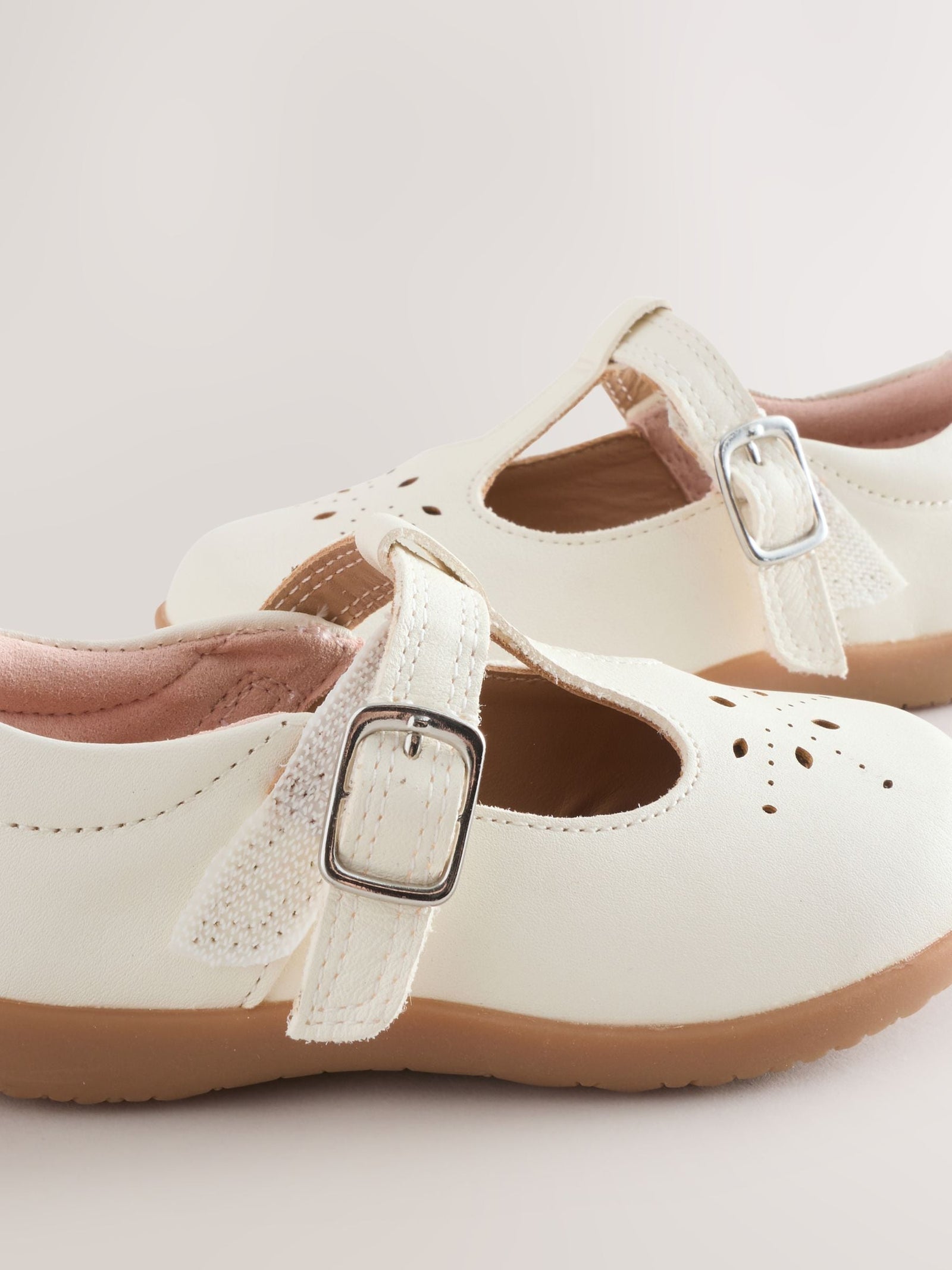 White Leather Standard Fit (F) First Walker T-Bar Touch Fastening Shoes