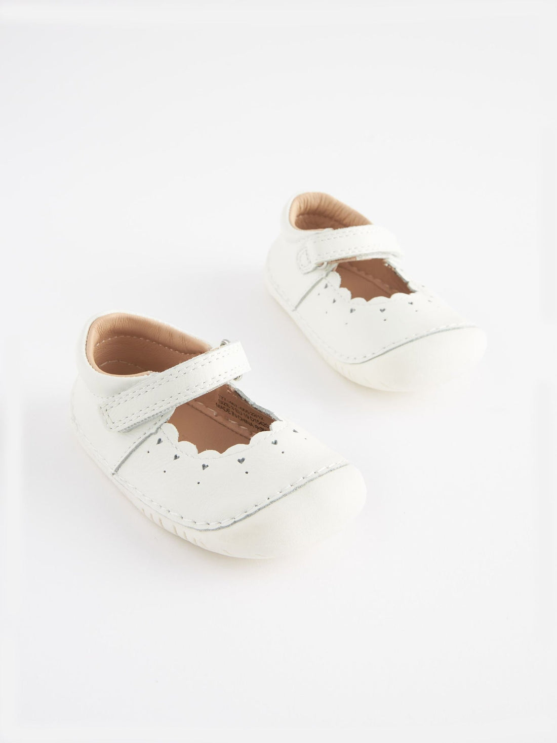 White Leather Wide Fit (G) Crawler Mary Jane Shoes