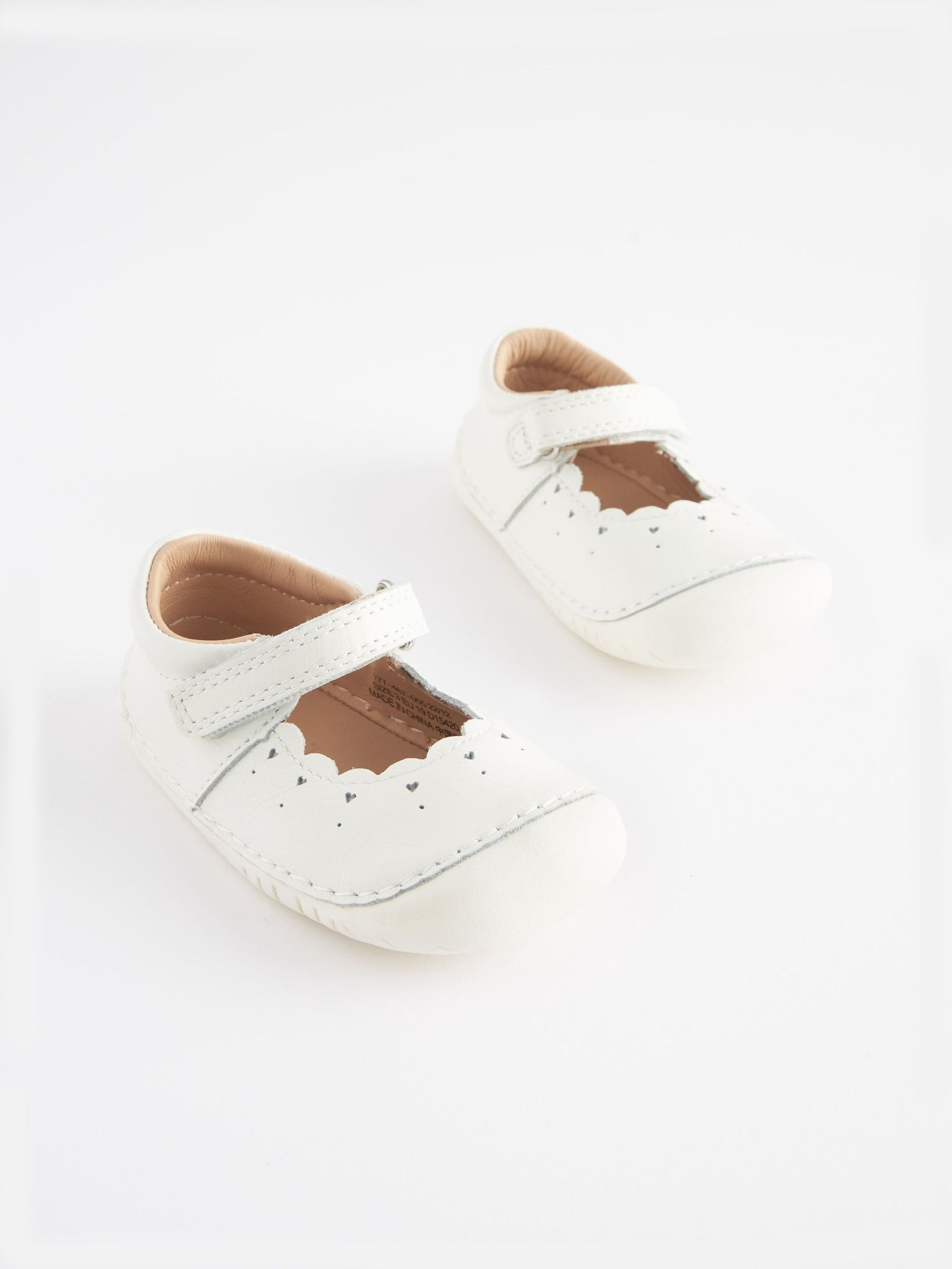 White Leather Wide Fit (G) Crawler Mary Jane Shoes