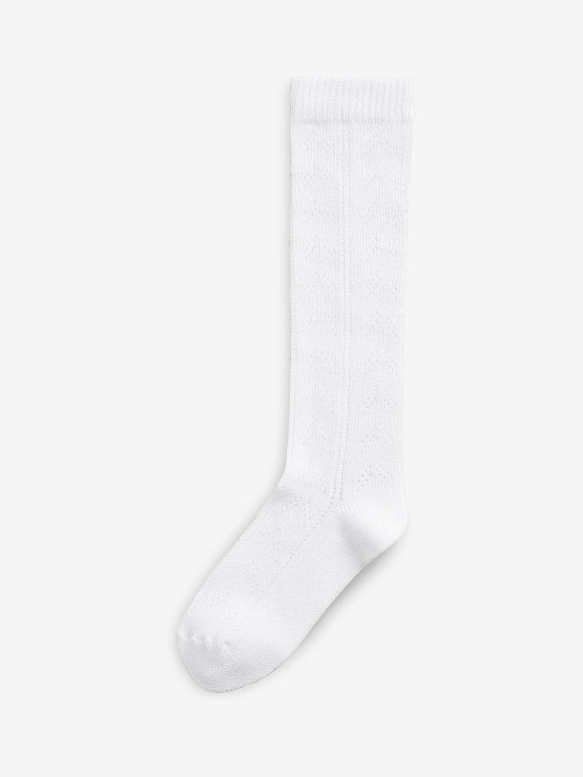 White 3 Pack Cotton Rich Pointelle Knee High School Socks