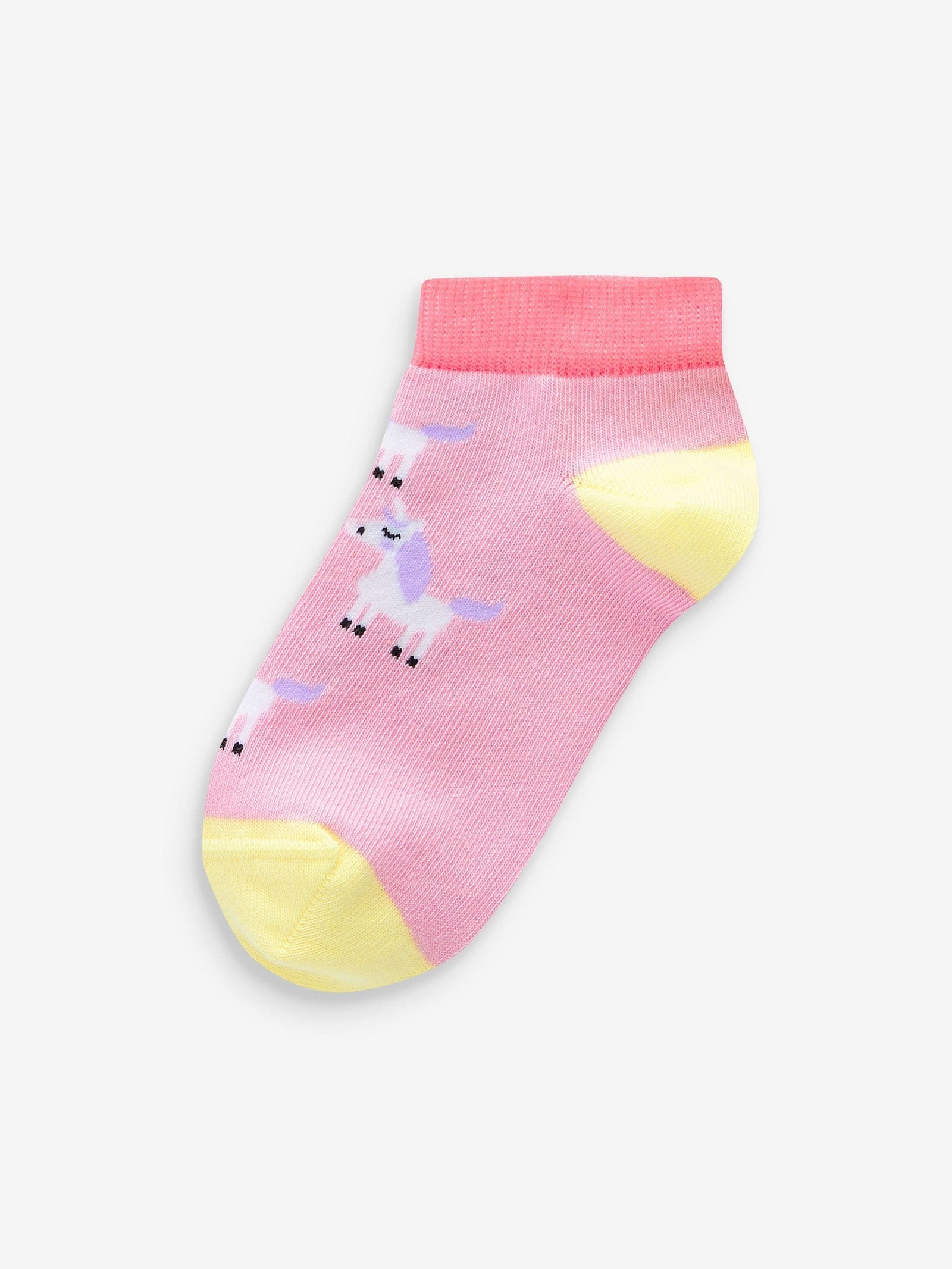 Pink/Grey/Purple 5 Pack Cotton Rich Unicorn Character Trainer Socks