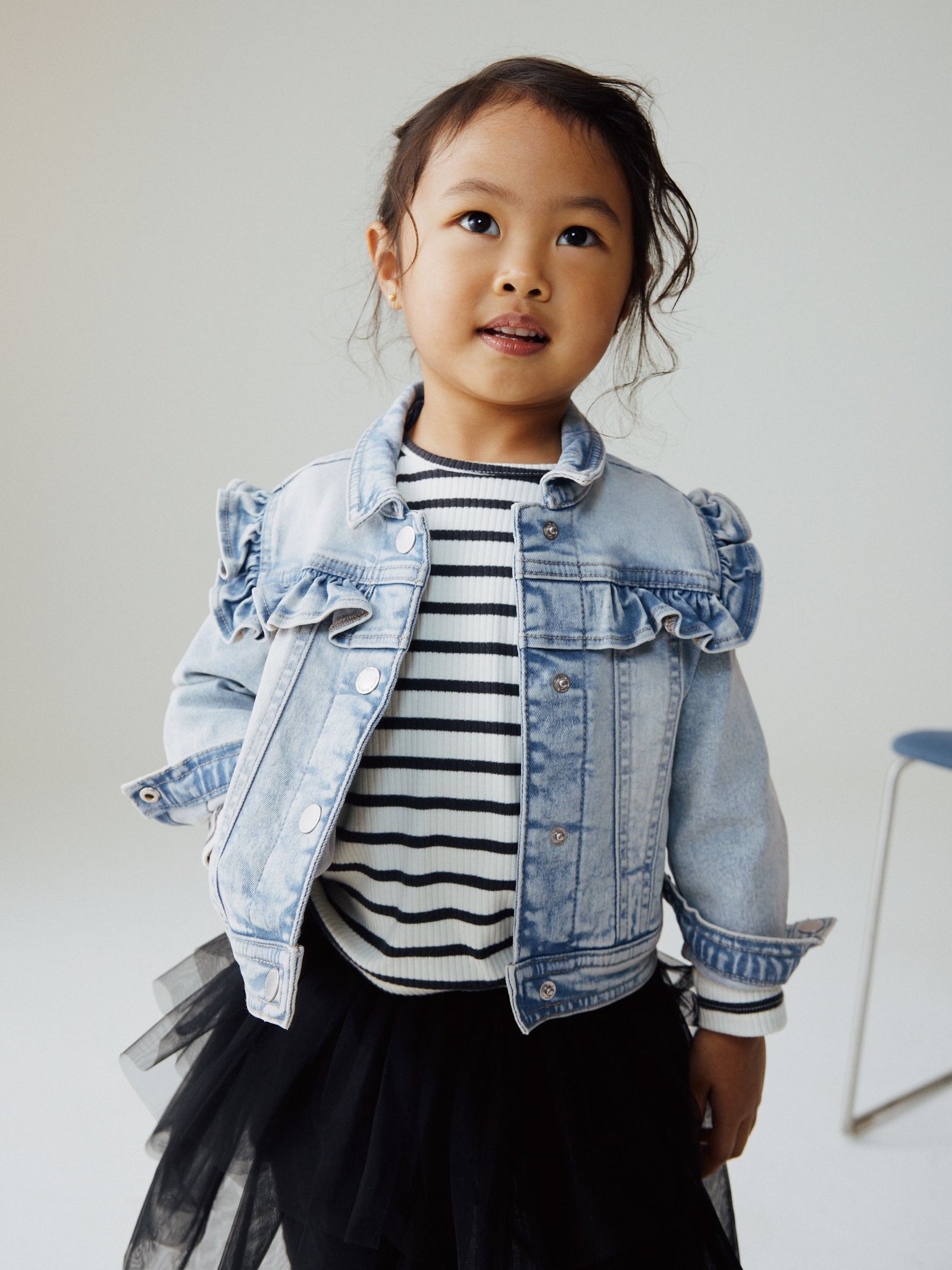 Mid Blue Denim Frill Jacket (3mths-7yrs)