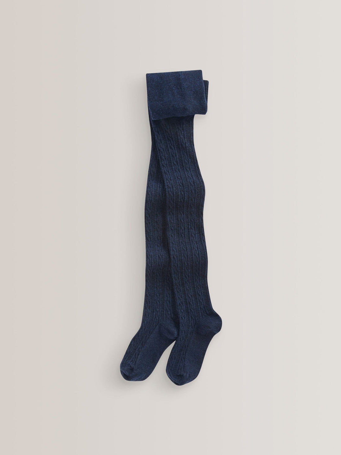 Navy Blue Regular Length Cotton Rich Cable Tights