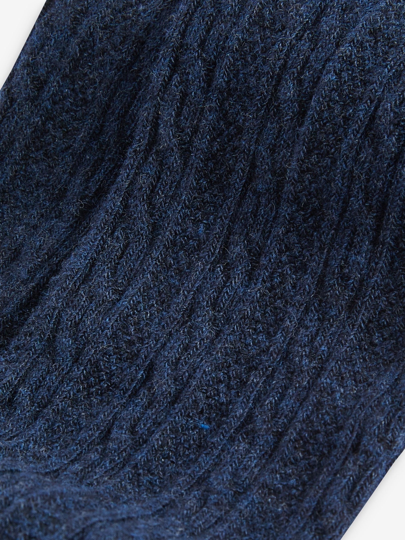 Navy Blue Regular Length Cotton Rich Cable Tights