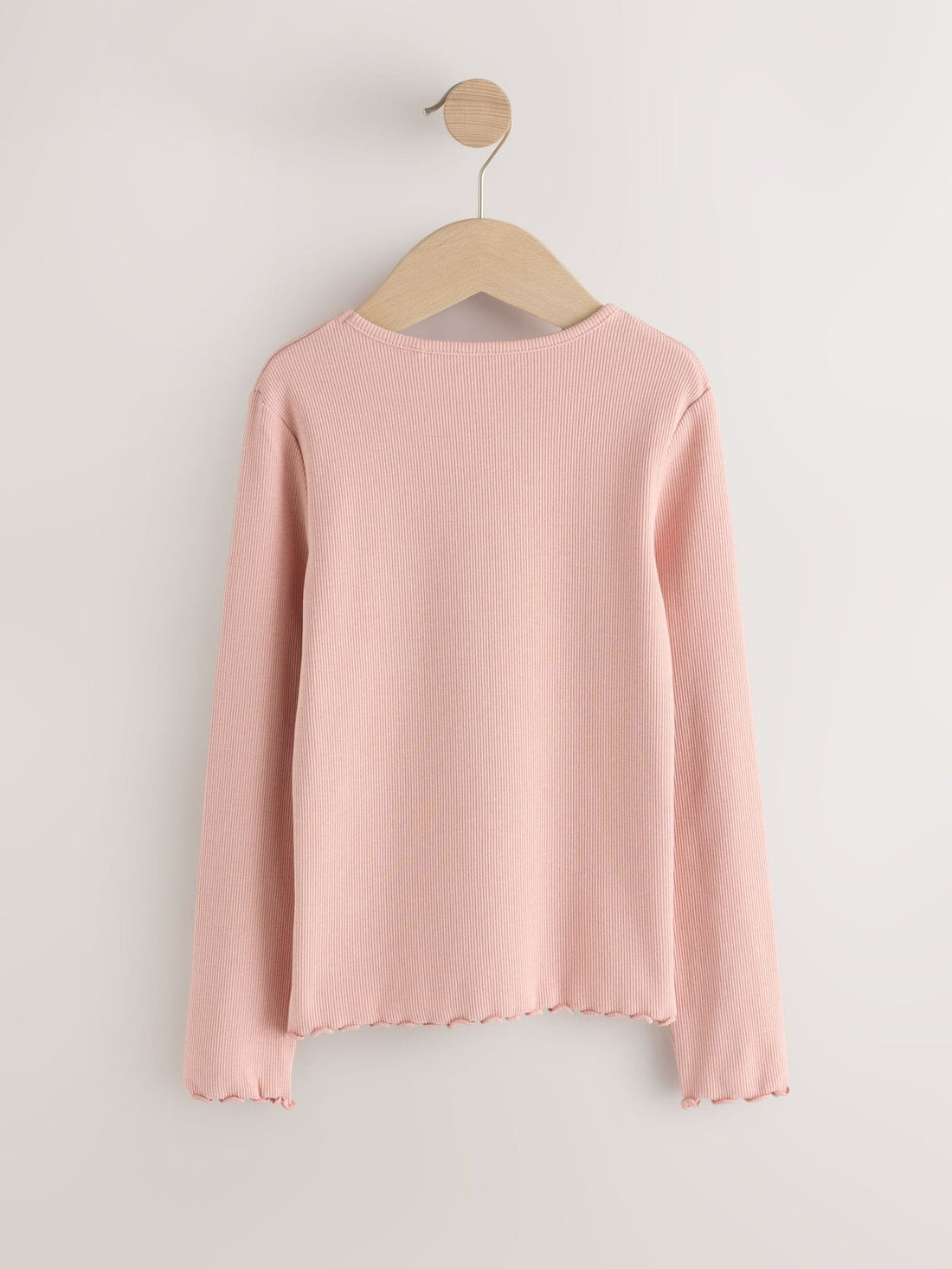 Pale Pink Cotton Rich Long Sleeve Rib T-Shirt (3mths-7yrs)