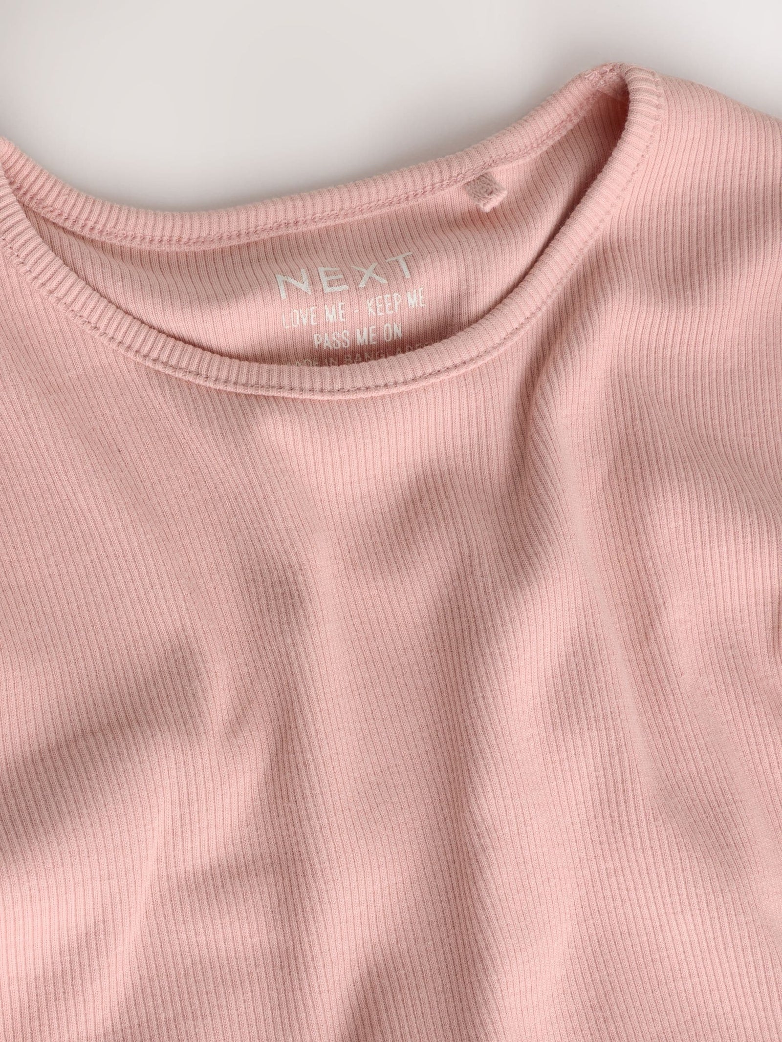 Pale Pink Cotton Rich Long Sleeve Rib T-Shirt (3mths-7yrs)