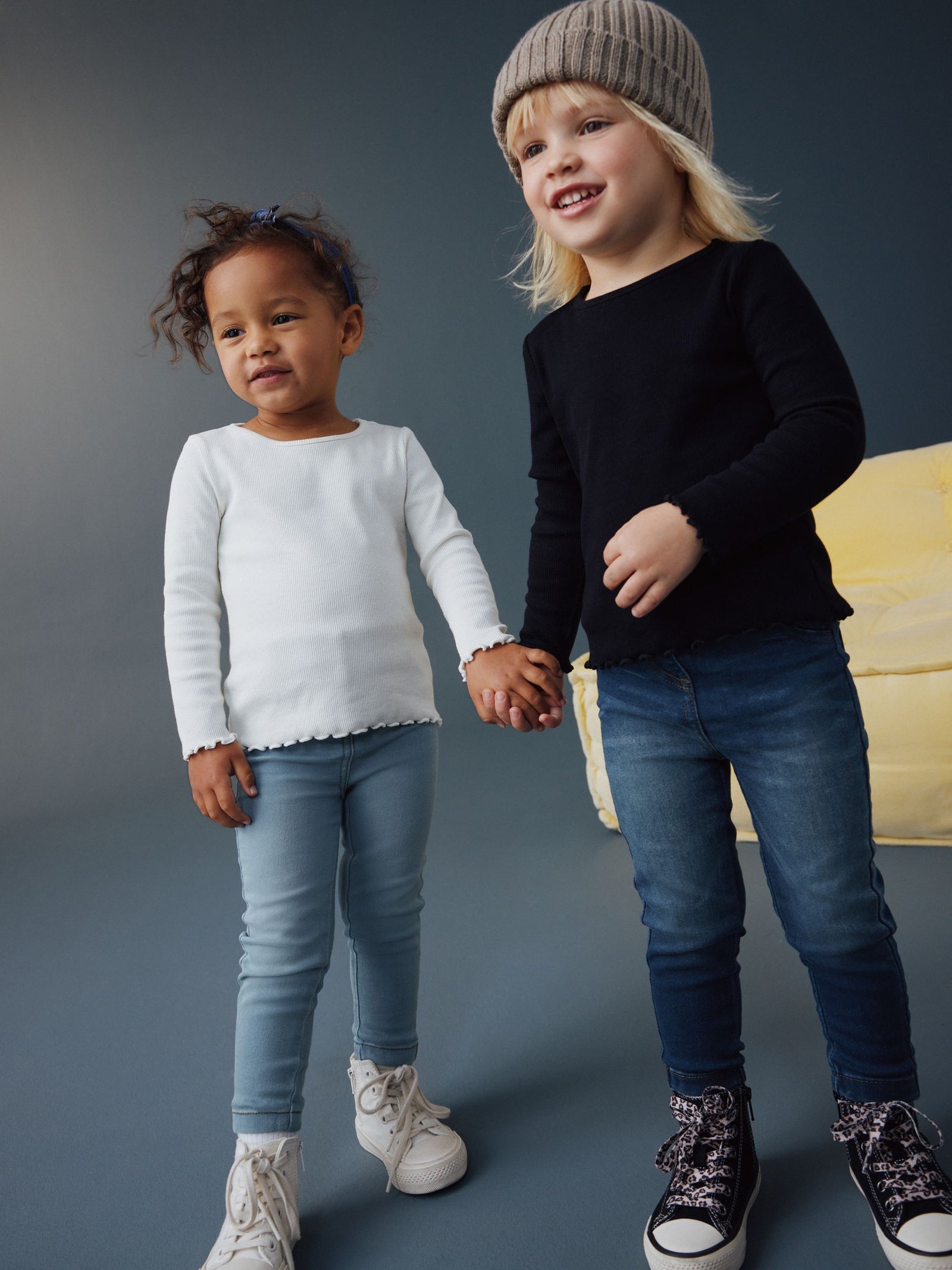Mid Blue/Light Blue Denim 2 Pack Elasticated Waist Jeggings (3mths-7yrs)