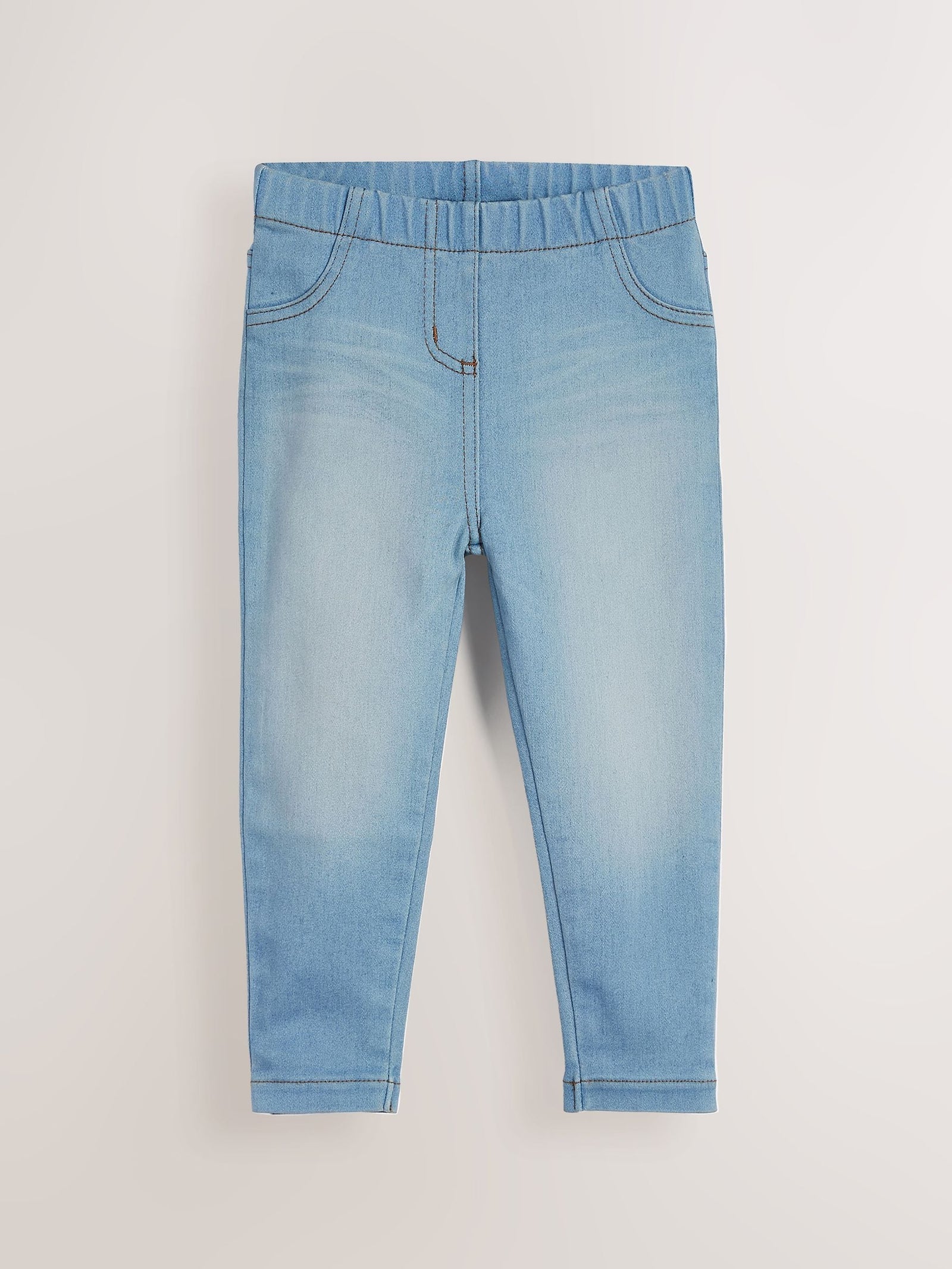 Mid Blue/Light Blue Denim 2 Pack Elasticated Waist Jeggings (3mths-7yrs)