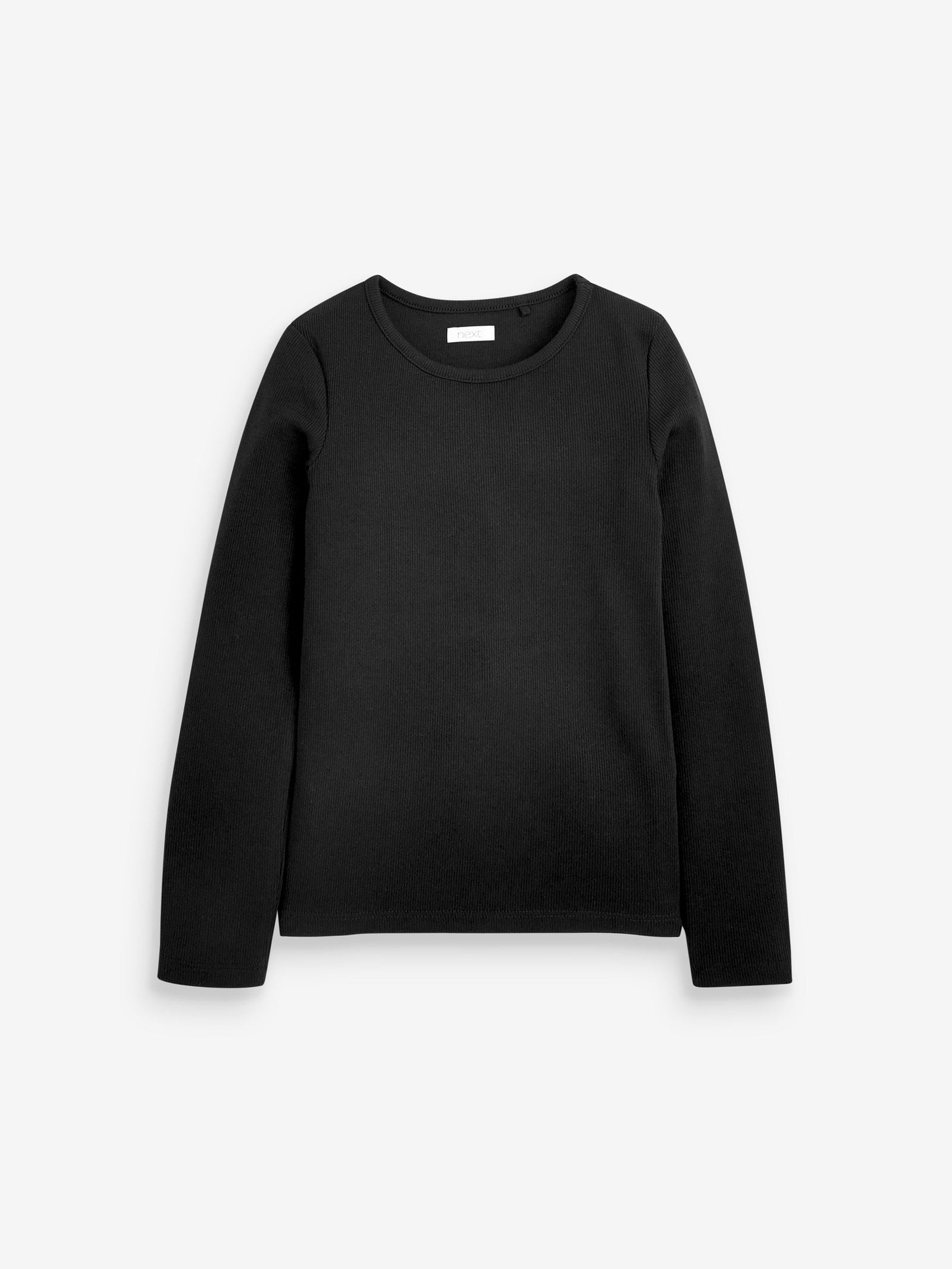 Black Long Sleeve Ribbed Top (3-16yrs)