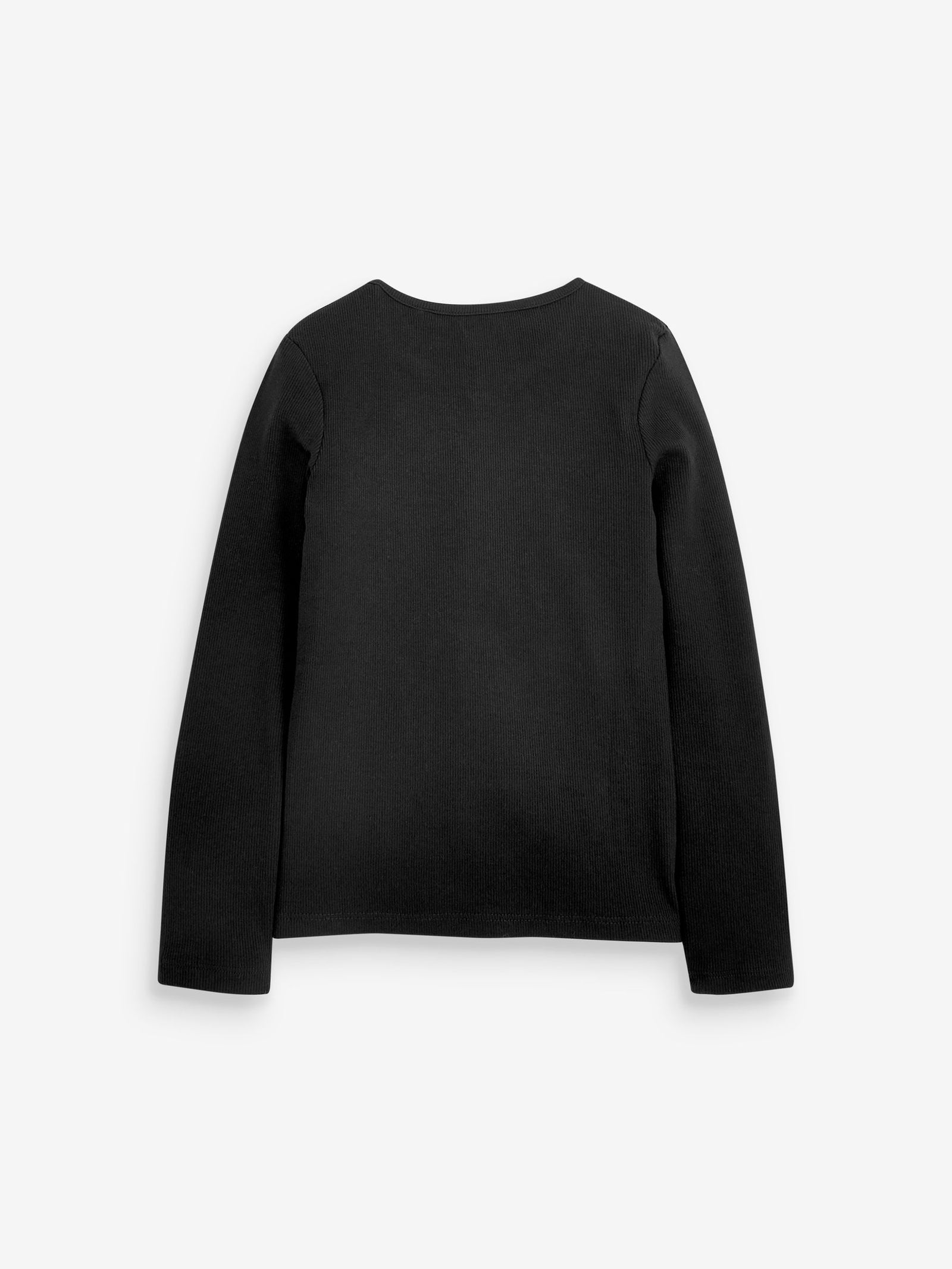 Black Long Sleeve Ribbed Top (3-16yrs)
