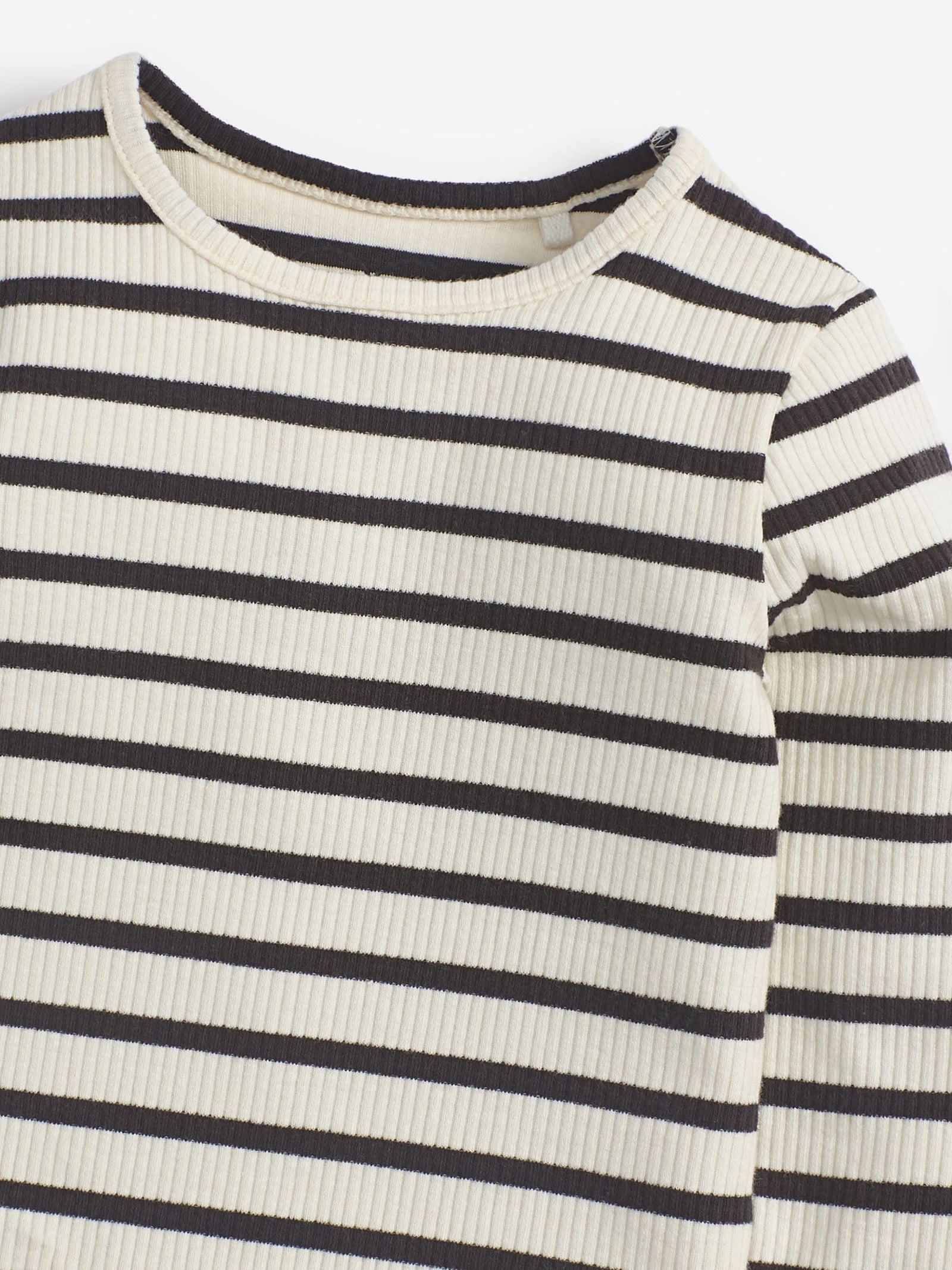 Black/White Stripe Cotton Rich Long Sleeve Rib T-Shirt (3mths-7yrs)