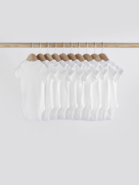 White Essential 10 Pack Short Sleeve Bodysuits