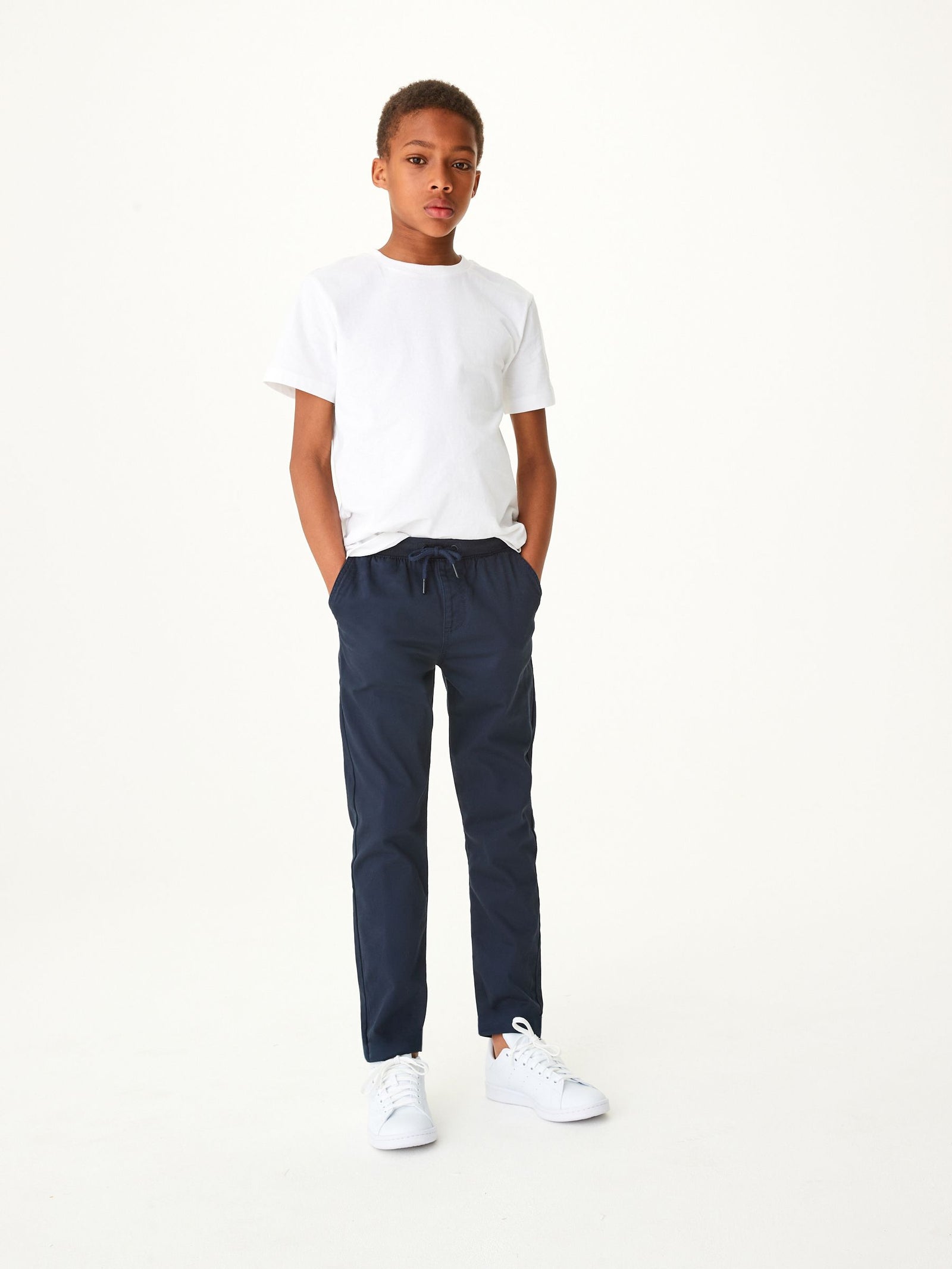 Navy Blue Regular Fit Rib Waist Pull-On Trousers (3-16yrs)