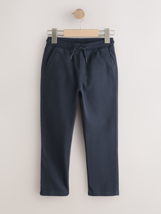 Navy Blue Regular Fit Rib Waist Pull-On Trousers (3-16yrs)