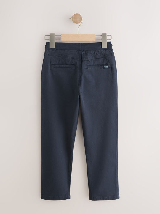 Navy Blue Regular Fit Rib Waist Pull-On Trousers (3-16yrs)