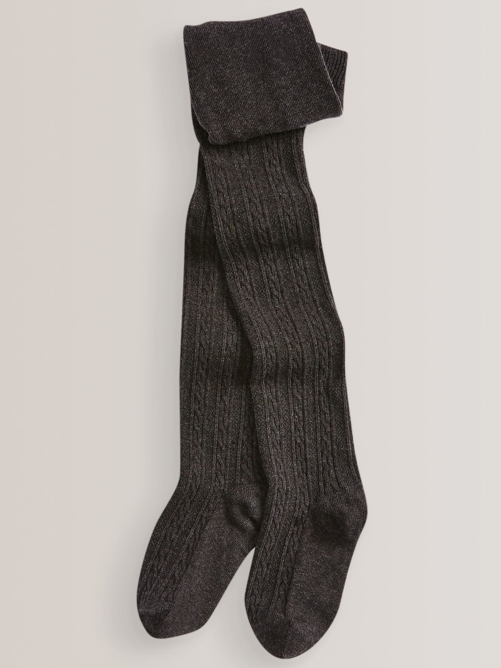 Charcoal Grey/Pink/Cream Regular Length Cotton Rich Cable Tights 3 Pack