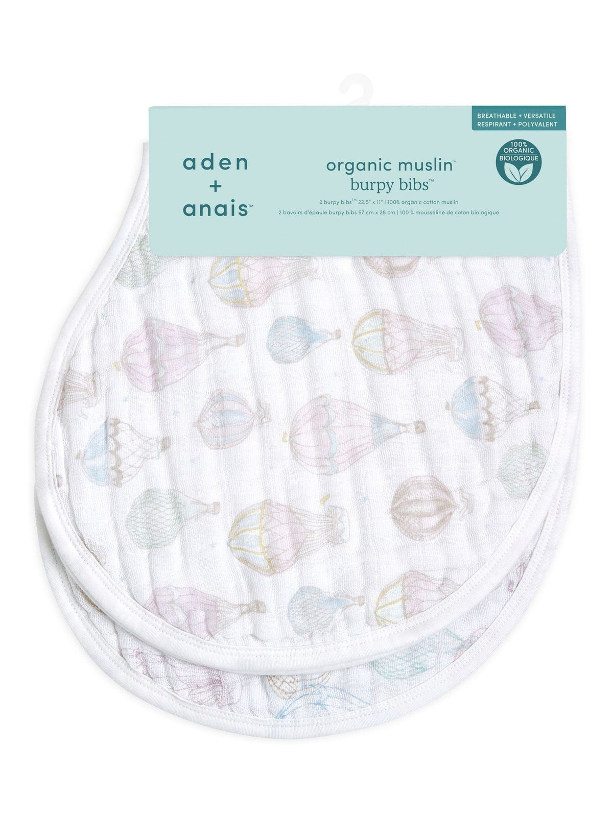 aden + anais White Cotton Muslin Burpy Bibs 2 Pack