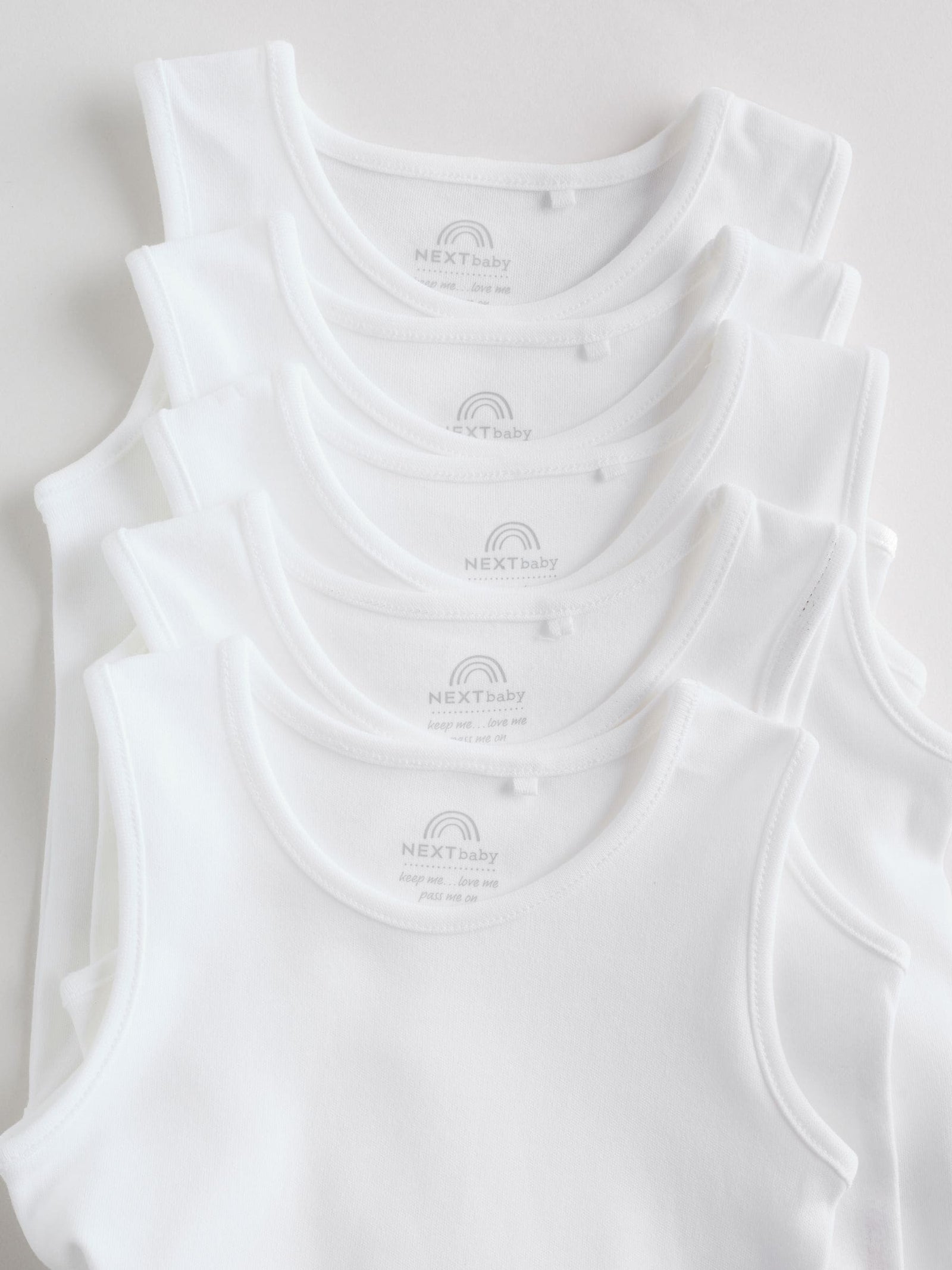 White 5 Pack Baby Vest Bodysuits