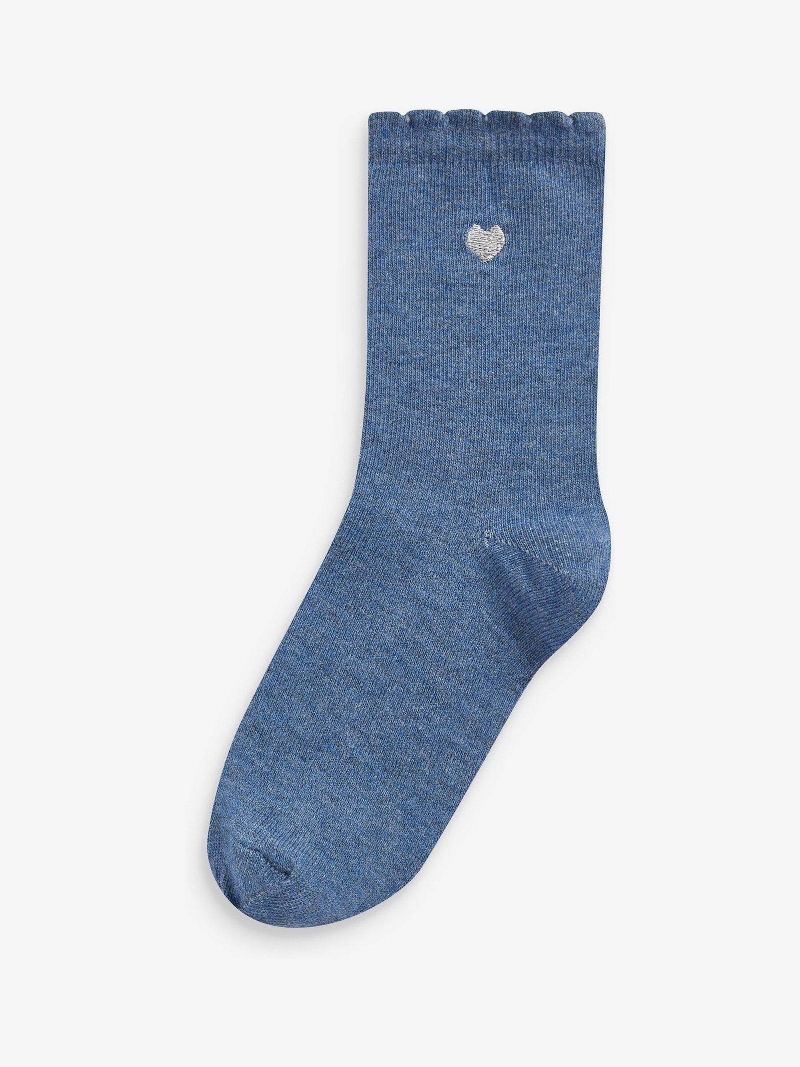 Multi 7 Pack Cotton Rich Heart Embroidered Ankle Socks