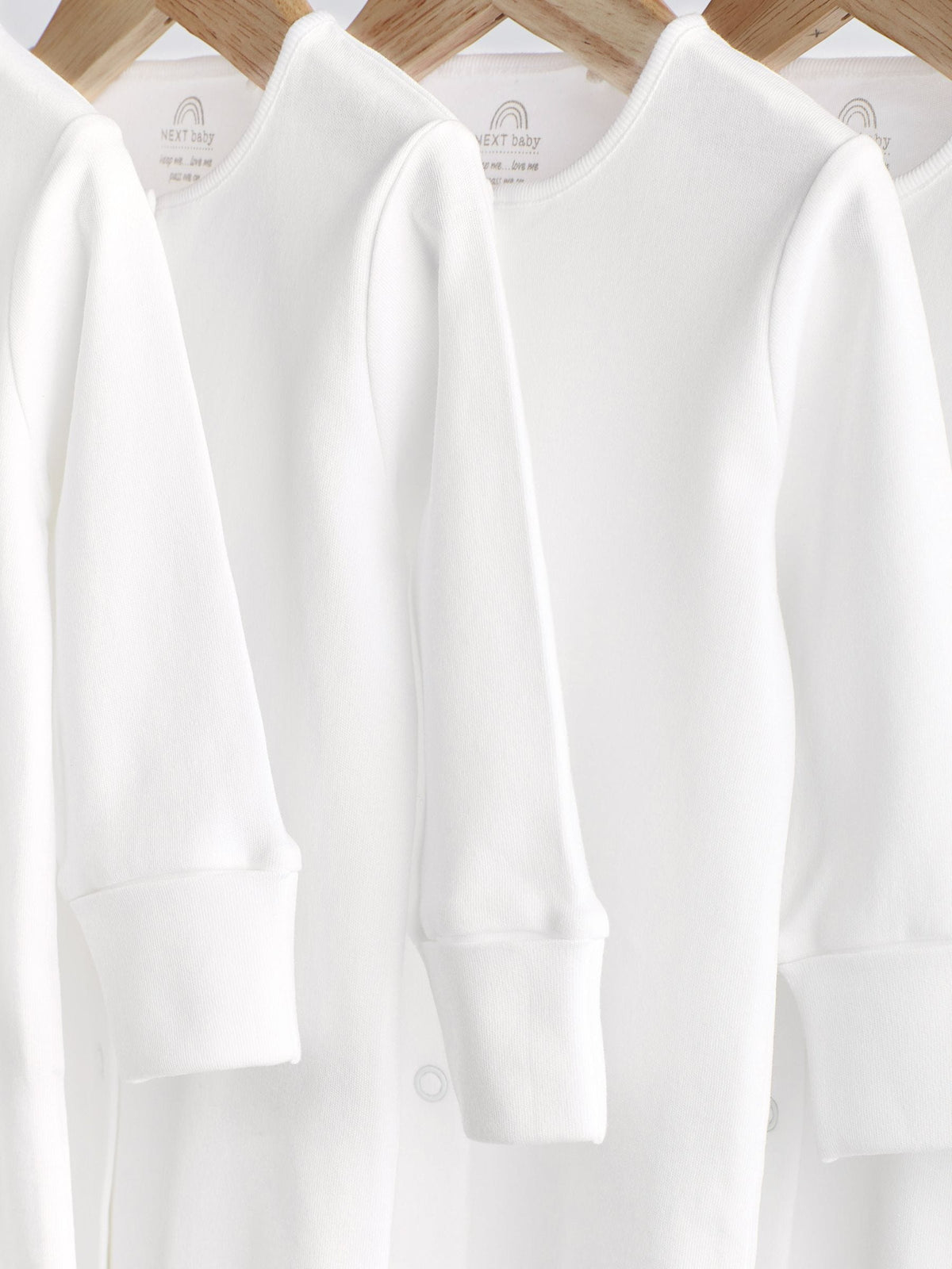 White 5 Pack 100% Cotton Baby Sleepsuits (0-18mths)