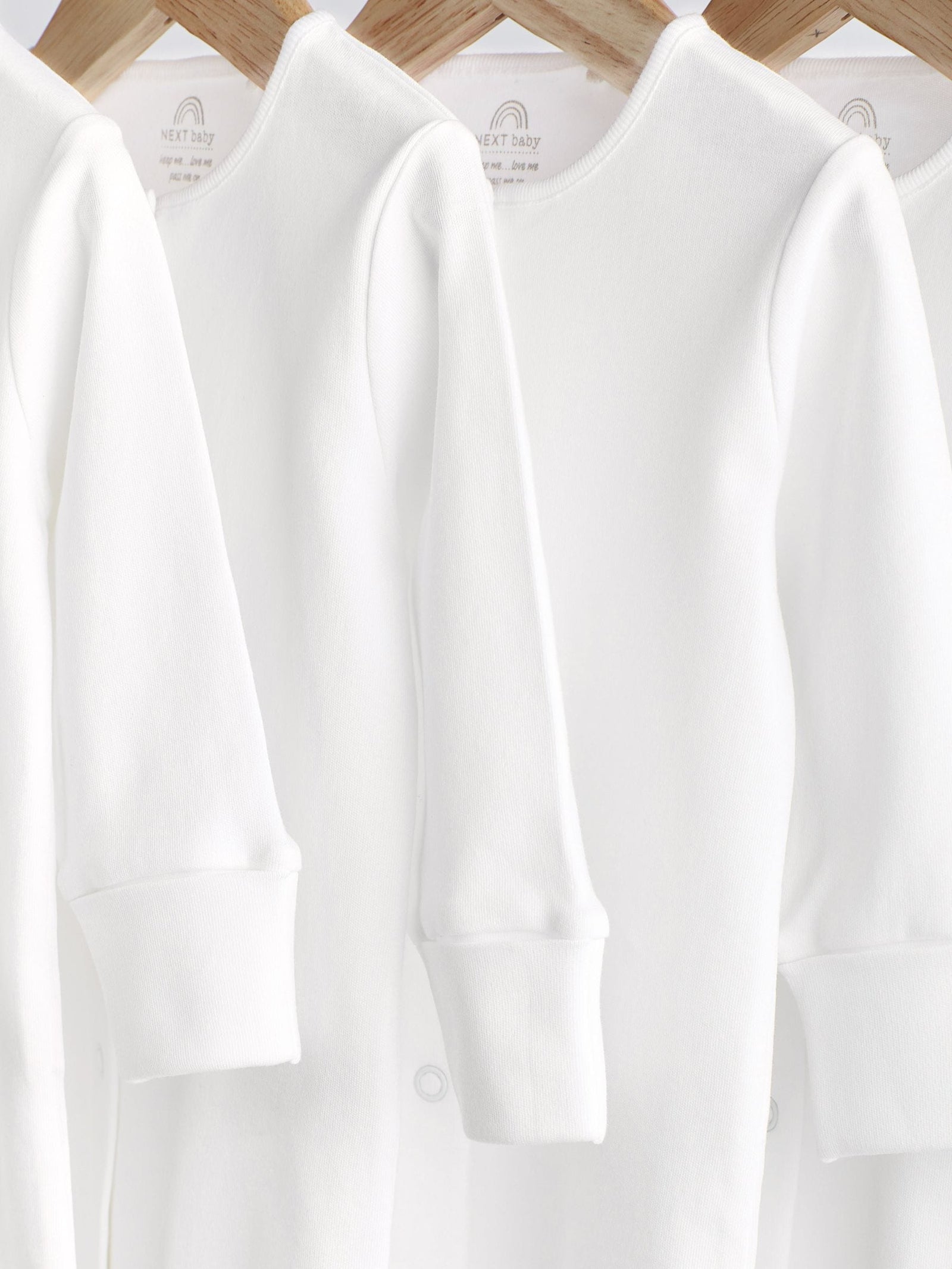 White 5 Pack 100% Cotton Baby Sleepsuits (0-18mths)