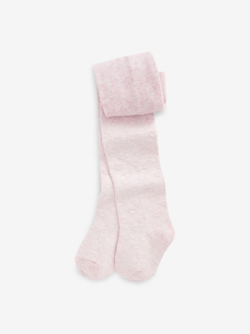 Pink Cotton Rich Textured Heart Tights
