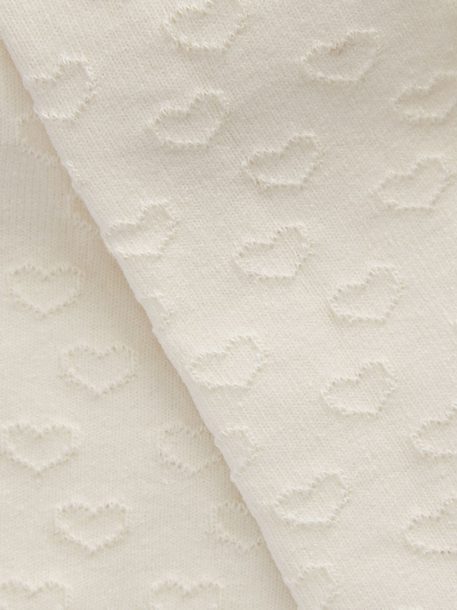 Ecru Cream Cotton Rich Textured Heart Tights