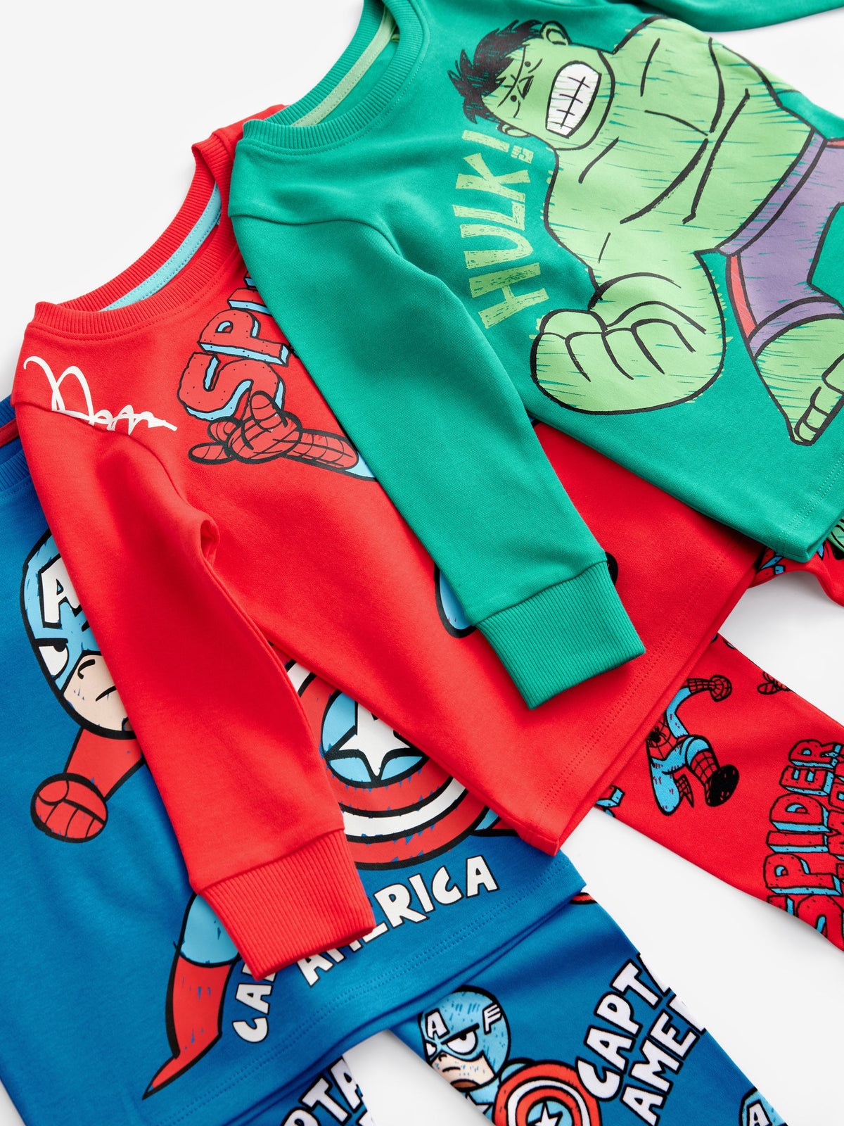 Marvel Red/Green/Blue Snuggle Pyjamas 3 Pack (9mths-8yrs)