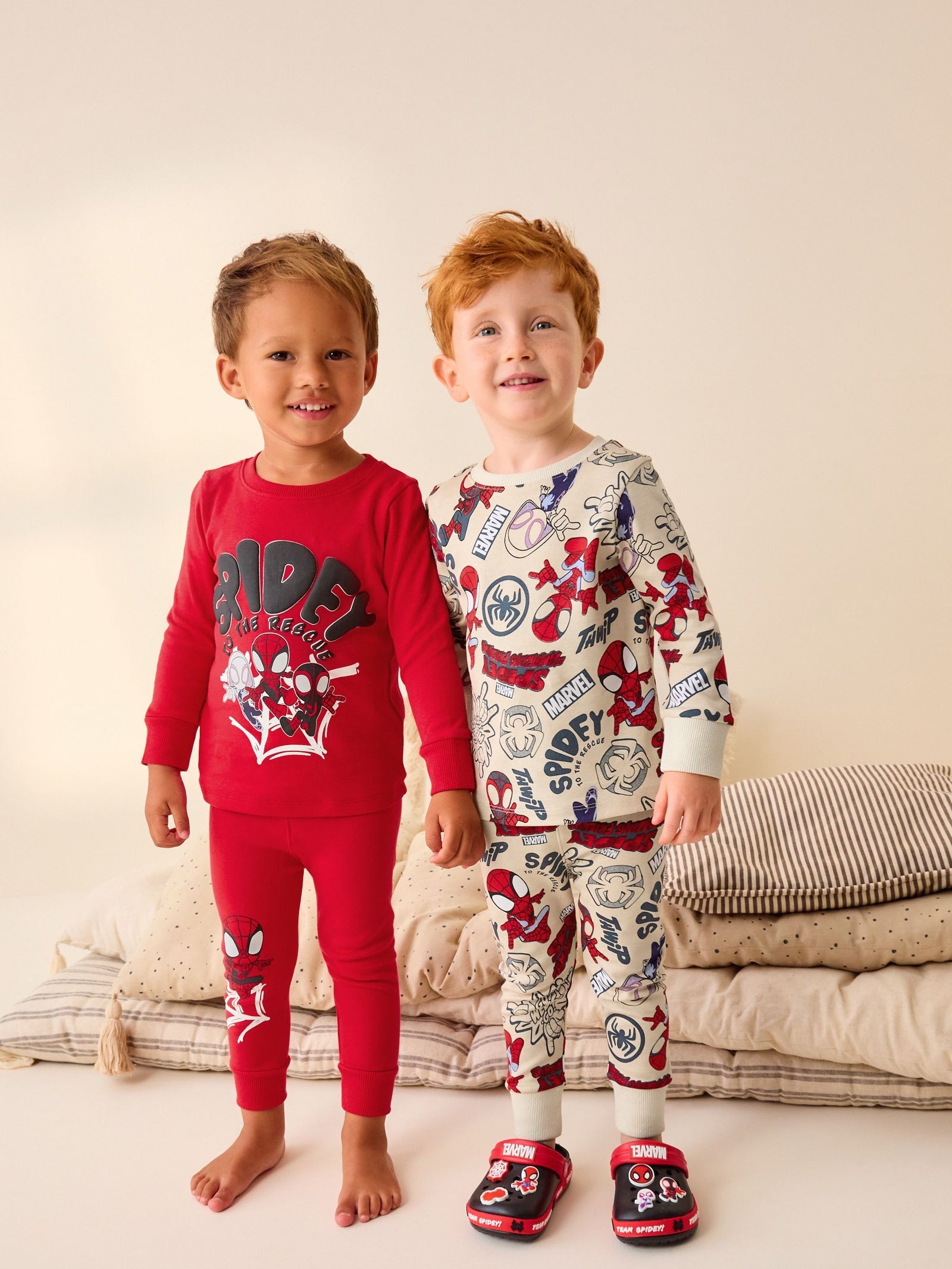 Spidey and Friends Red/Ecru Cream 2 Pack Snuggle Pyjamas (12mths-8yrs)