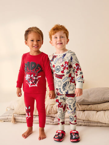 Spidey and Friends Red/Ecru Cream 2 Pack Snuggle Pyjamas (12mths-8yrs)