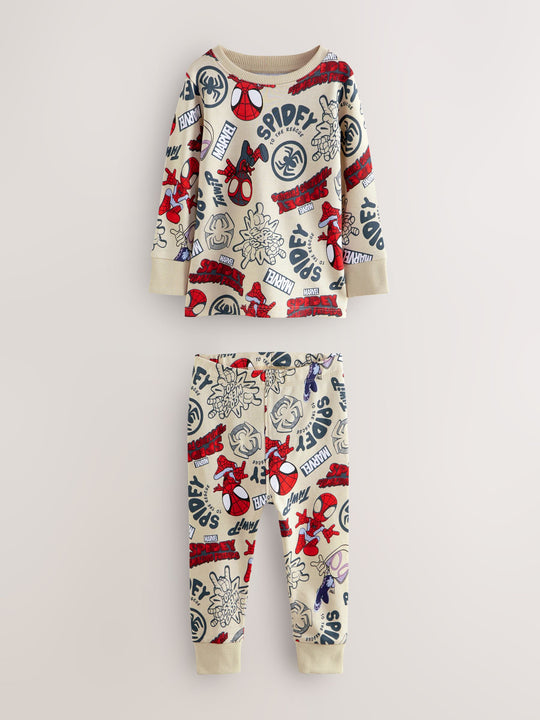 Spidey and Friends Red/Ecru Cream 2 Pack Snuggle Pyjamas (12mths-8yrs)