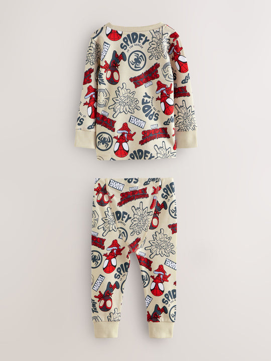 Spidey and Friends Red/Ecru Cream 2 Pack Snuggle Pyjamas (12mths-8yrs)