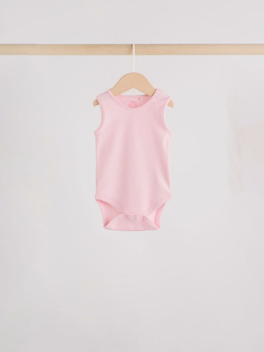 Pink/White 7 Pack Essential Vest Baby Bodysuits
