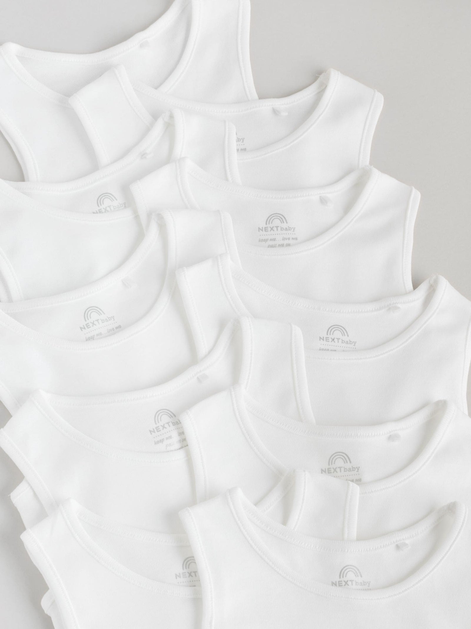 White 10 Pack Baby Vest Bodysuits