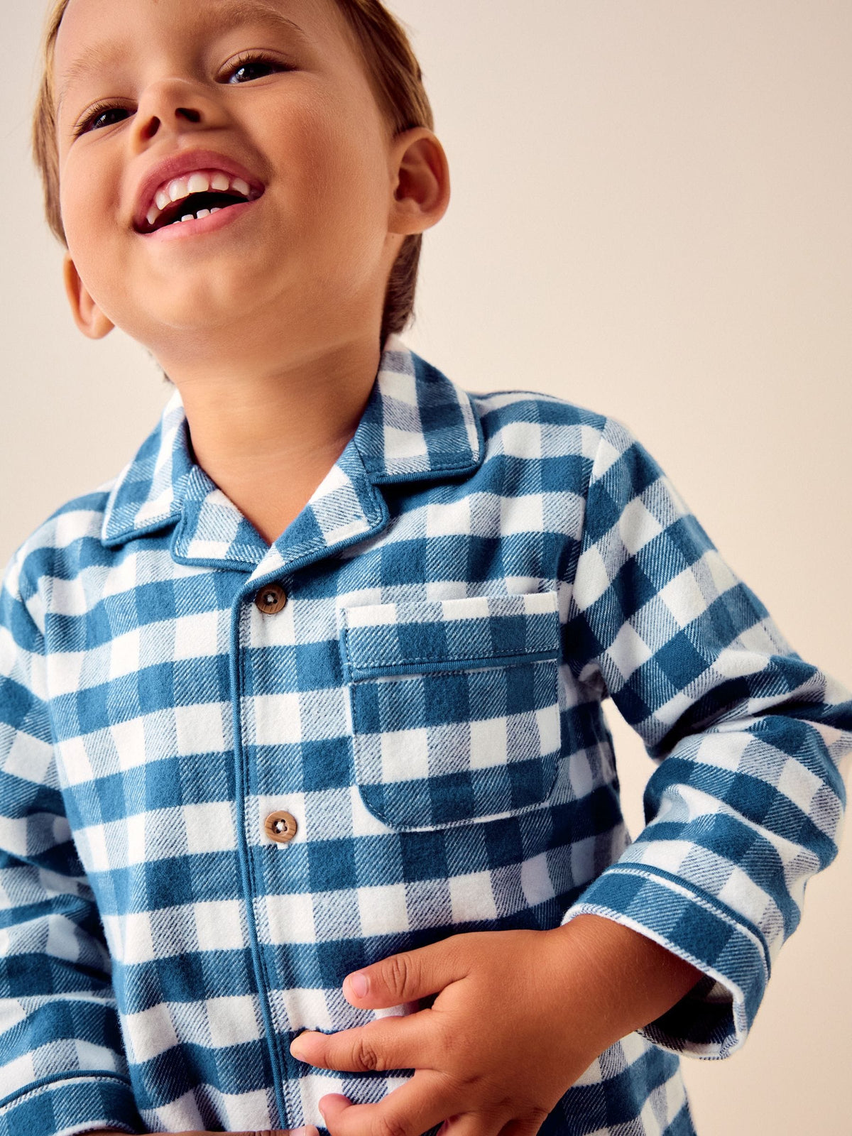 Blue/White Check Button Down Pyjamas (9mths-10yrs)