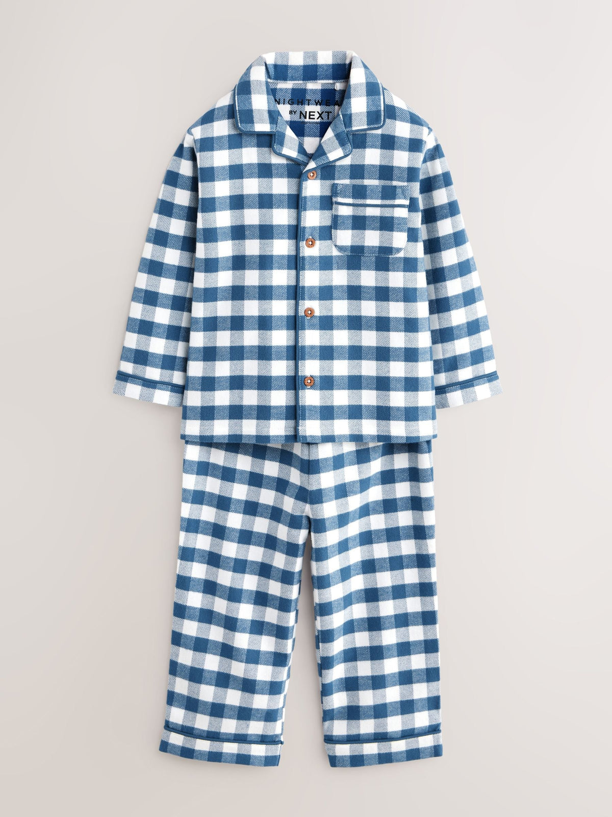Blue/White Check Button Down Pyjamas (9mths-10yrs)
