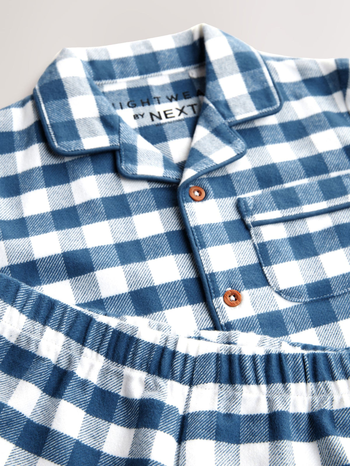 Blue/White Check Button Down Pyjamas (9mths-10yrs)