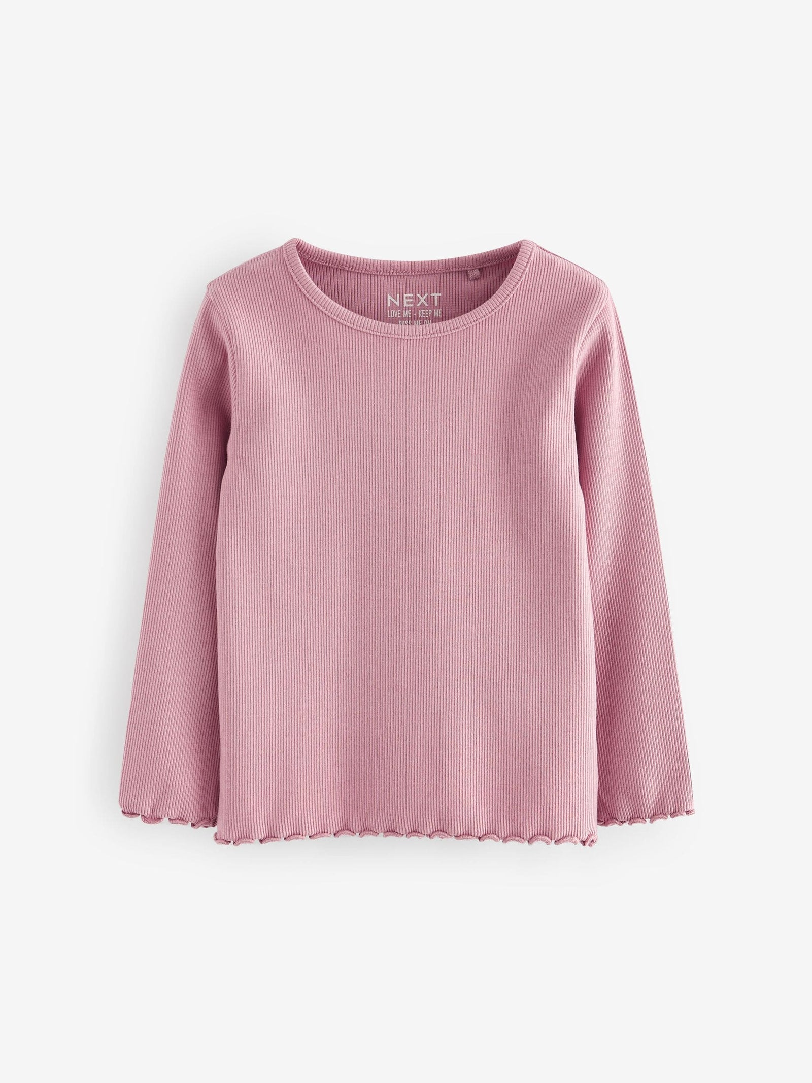 Pink Ribbed Long Sleeve Tops 5 Pack (3mths-7yrs)
