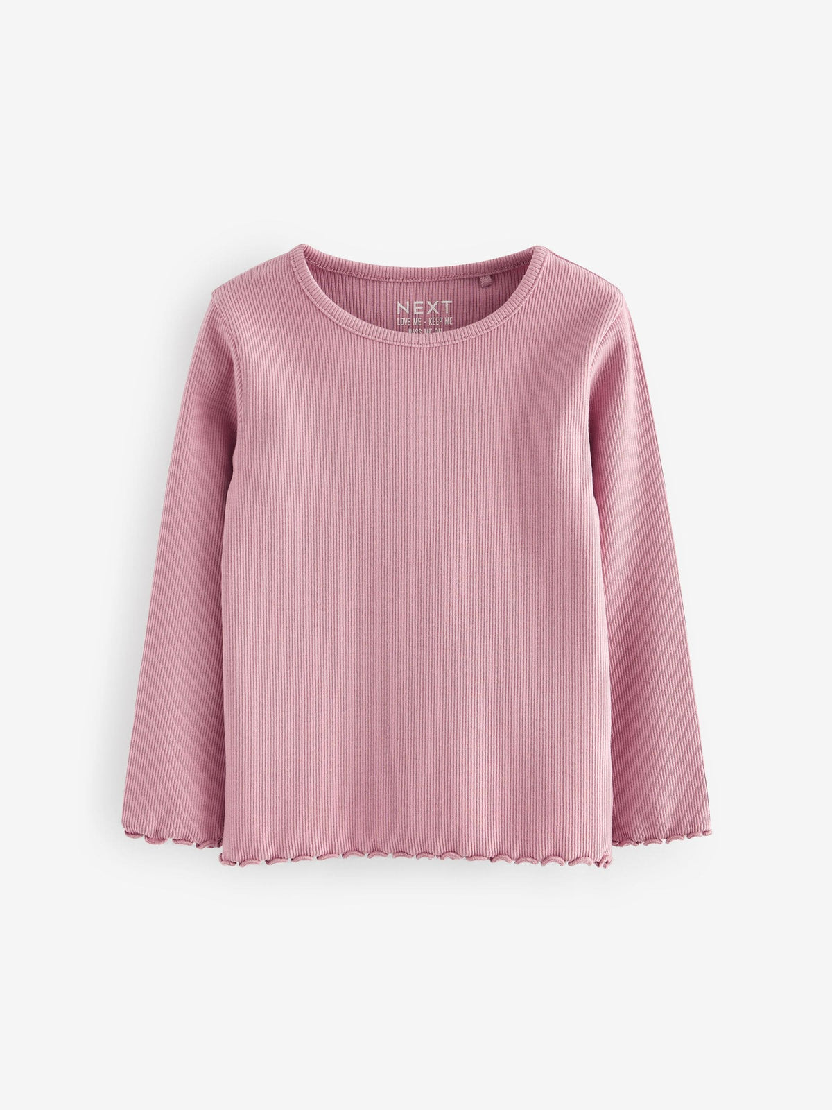 Pink Long Sleeve Ribbed Tops 5 Pack (3mths-7yrs)