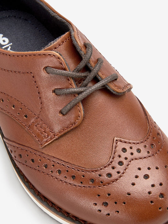Tan Brown Wide Fit (G) Smart Leather Brogue Shoes