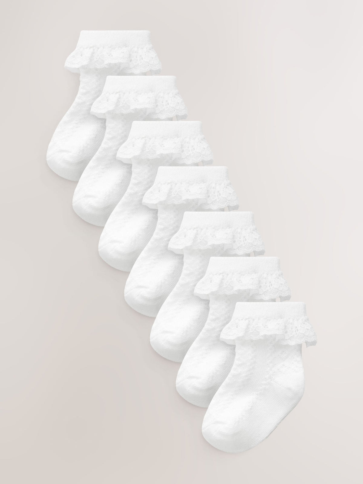 White Lace Baby Socks 7 Pack (0mths-2yrs)